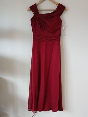 Belsoie Dark Red Burgundy Formal Dress Chiffon Overlay Prom Bridesmaid